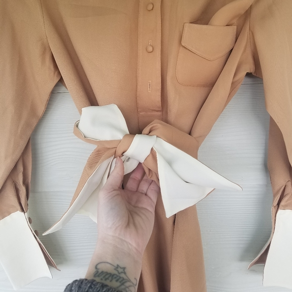 Vintage Dress Collared With Matching Kerchief And Belt/Bow Pink Mauve - Picture 10 of 16